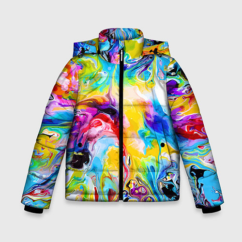 Зимняя куртка для мальчика Неоновые всплески красок Лето Neon splashes of col / 3D-Черный – фото 1