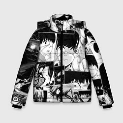 Куртка зимняя для мальчика Токийский гуль паттерн, цвет: 3D-светло-серый
