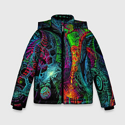 Куртка зимняя для мальчика Фантастическая авангардная композиция Абстракция F, цвет: 3D-черный