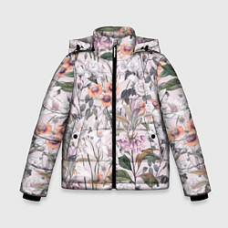 Куртка зимняя для мальчика Цветы Эхинацеи, цвет: 3D-светло-серый