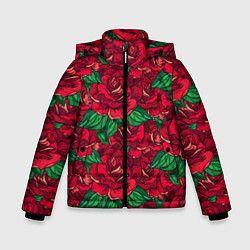 Зимняя куртка для мальчика Цветы Много Красных Роз
