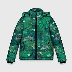 Куртка зимняя для мальчика Летняя Зелёная Листва, цвет: 3D-черный