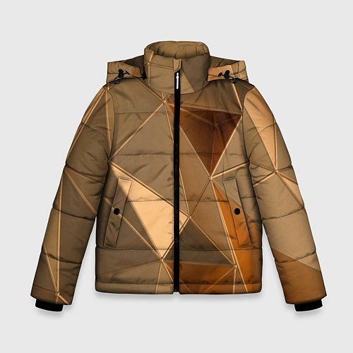 Зимняя куртка для мальчика Золотые 3D треугольники / 3D-Светло-серый – фото 1