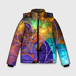 Куртка зимняя для мальчика Растительный абстрактный паттерн Лето Floral Abstr, цвет: 3D-черный