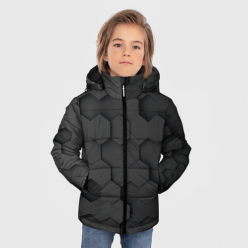 Зимняя куртка для мальчика Чёрные 3D пластины black 3d plates плиты / 3D-Красный – фото 3