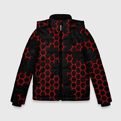 Куртка зимняя для мальчика НАНОКОСТЮМ Black and Red Hexagon Гексагоны, цвет: 3D-красный
