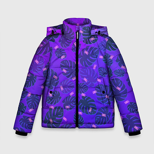 Зимняя куртка для мальчика Неоновый Chill и пальмовые листья / 3D-Черный – фото 1