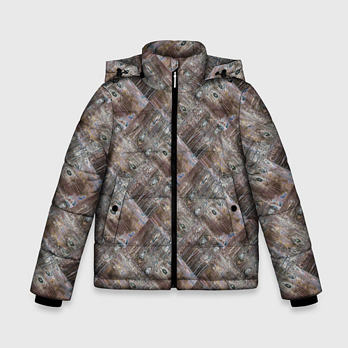 Зимняя куртка для мальчика Старый потертый деревянные паркет / 3D-Черный – фото 1
