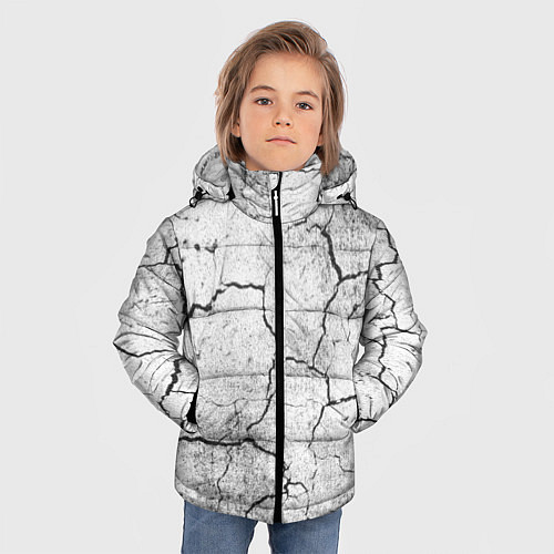 Зимняя куртка для мальчика ТРЕЩИНЫ ЧЕРНО БЕЛЫЙ / 3D-Светло-серый – фото 3