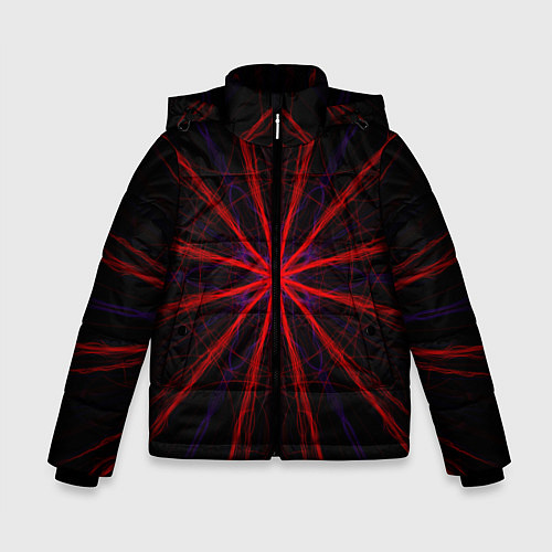 Зимняя куртка для мальчика Красный эфир 3D - абстракция / 3D-Черный – фото 1