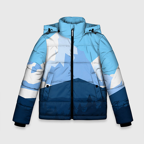 Зимняя куртка для мальчика Горы, лес, канатная дорога / 3D-Черный – фото 1
