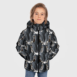 Куртка зимняя для мальчика Стильные черные листья, цвет: 3D-черный — фото 2
