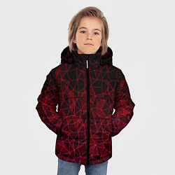 Куртка зимняя для мальчика Темно-красный абстрактный узор, цвет: 3D-черный — фото 2