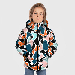 Куртка зимняя для мальчика Абстрактный современный разноцветный узор в оранже, цвет: 3D-красный — фото 2