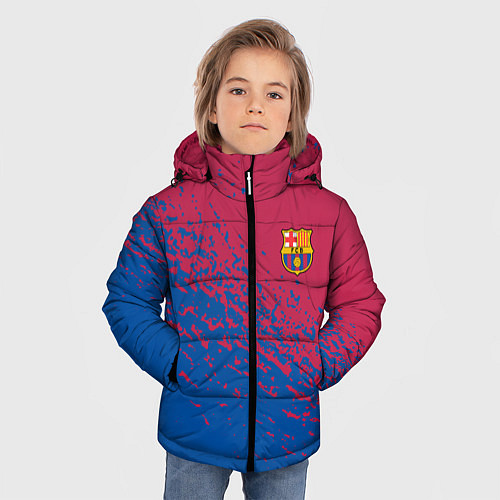 Зимняя куртка для мальчика Barcelona маленькое лого / 3D-Светло-серый – фото 3