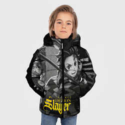 Куртка зимняя для мальчика Demon slayerИстребитель демонов, цвет: 3D-черный — фото 2
