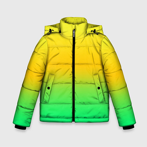 Зимняя куртка для мальчика Неоновый градиентный желто-зеленый фон / 3D-Черный – фото 1