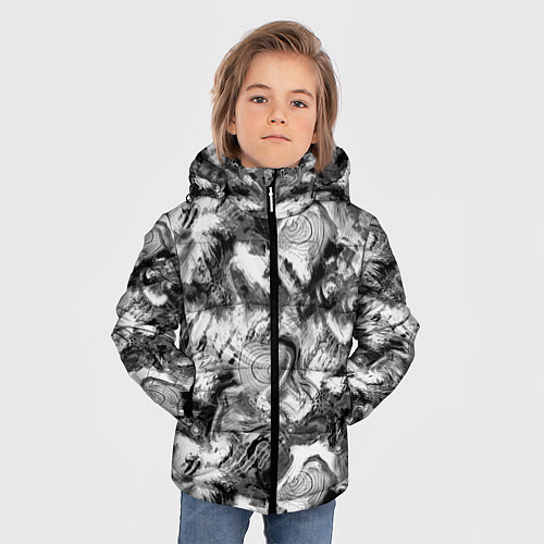 Зимняя куртка для мальчика Абстрактный в серых тонах фон с головой рыбы / 3D-Красный – фото 3