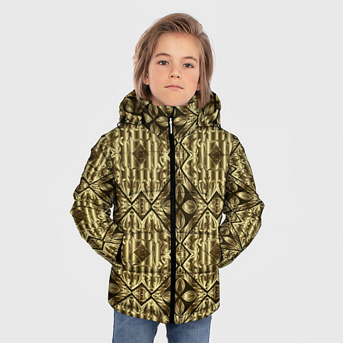 Зимняя куртка для мальчика GOLD - золотые узоры / 3D-Красный – фото 3
