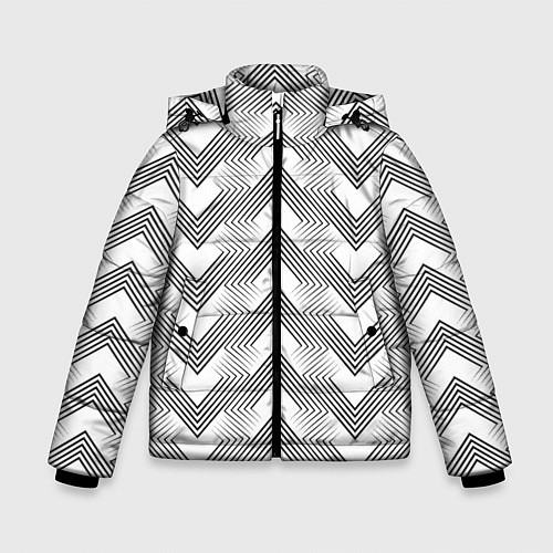 Зимняя куртка для мальчика Геометрический узор арт деко на белом фоне / 3D-Черный – фото 1