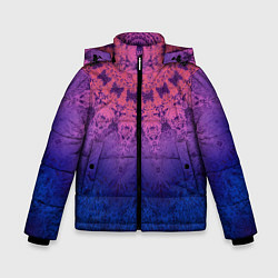 Куртка зимняя для мальчика Розово-синий круглый орнамент калейдоскоп, цвет: 3D-красный