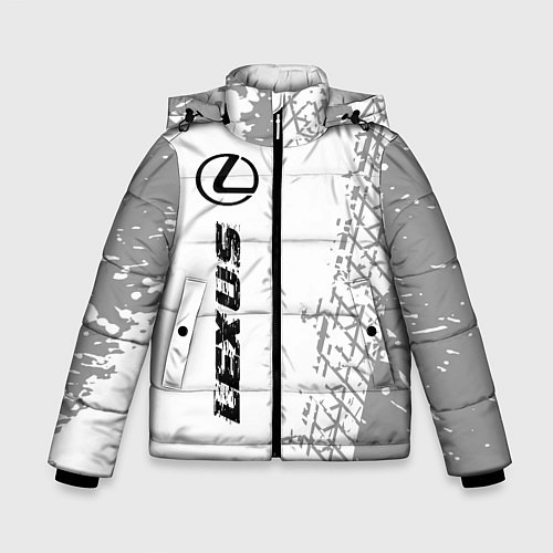 Зимняя куртка для мальчика Lexus Speed на светлом фоне со следами шин / 3D-Черный – фото 1