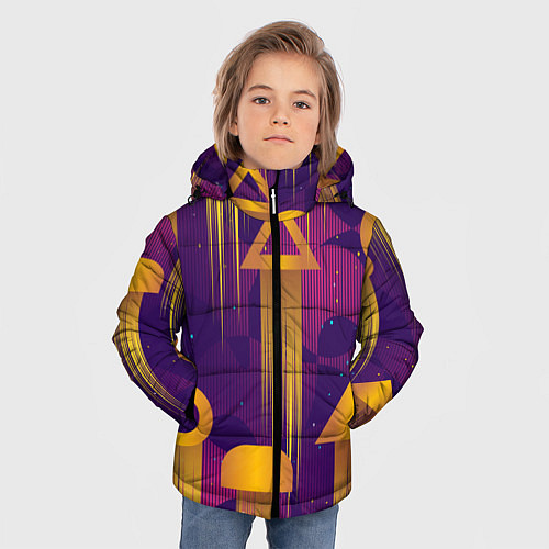 Зимняя куртка для мальчика Игровые геометрические фигуры / 3D-Красный – фото 3