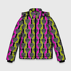 Куртка зимняя для мальчика Striped multicolored pattern Сердце, цвет: 3D-черный