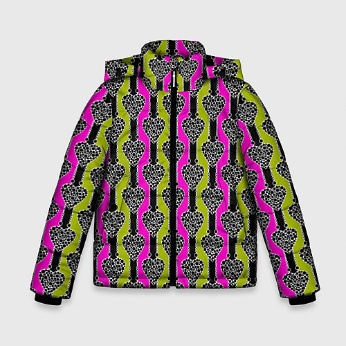 Зимняя куртка для мальчика Striped multicolored pattern Сердце / 3D-Черный – фото 1