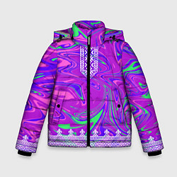 Куртка зимняя для мальчика Славянская рубаха с разводами, цвет: 3D-черный