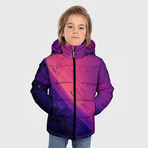 Зимняя куртка для мальчика Неоновая пыль и лучи - Тёмно-розовый / 3D-Светло-серый – фото 3