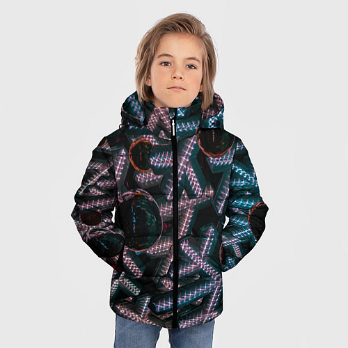 Зимняя куртка для мальчика Абстрактные металлические фигуры - Сиреневый / 3D-Светло-серый – фото 3