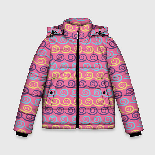 Зимняя куртка для мальчика Волны - узоры класические / 3D-Светло-серый – фото 1