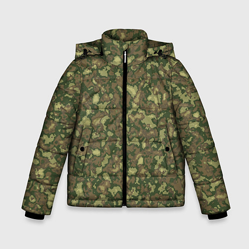 Зимняя куртка для мальчика Камуфляж цифровой Флора-1 пиксель / 3D-Черный – фото 1