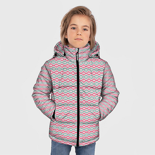 Зимняя куртка для мальчика Волнистые линии узоры / 3D-Светло-серый – фото 3
