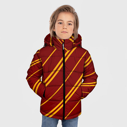 Зимняя куртка для мальчика Золотые полосы / 3D-Светло-серый – фото 3