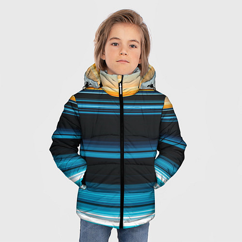 Зимняя куртка для мальчика Градиент восход солнца / 3D-Светло-серый – фото 3