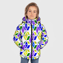 Куртка зимняя для мальчика Разноцветный неоновый геометрический узор, цвет: 3D-черный — фото 2