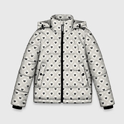 Куртка зимняя для мальчика Черно-белые сердечки, цвет: 3D-светло-серый