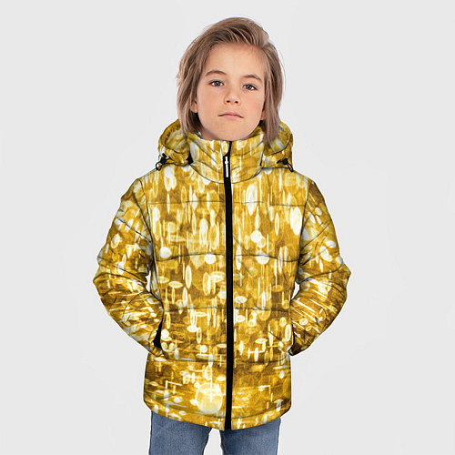 Зимняя куртка для мальчика Абстрактное множество золотых огней - Яркожёлтый / 3D-Светло-серый – фото 3