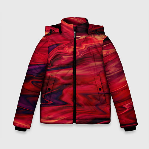 Зимняя куртка для мальчика Красный абстрактный модный узор / 3D-Черный – фото 1