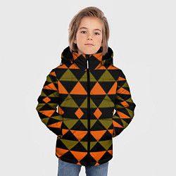 Куртка зимняя для мальчика Геометрический узор черно-оранжевые фигуры, цвет: 3D-светло-серый — фото 2