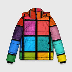 Куртка зимняя для мальчика Абстрактный набор красок-паттернов, цвет: 3D-светло-серый