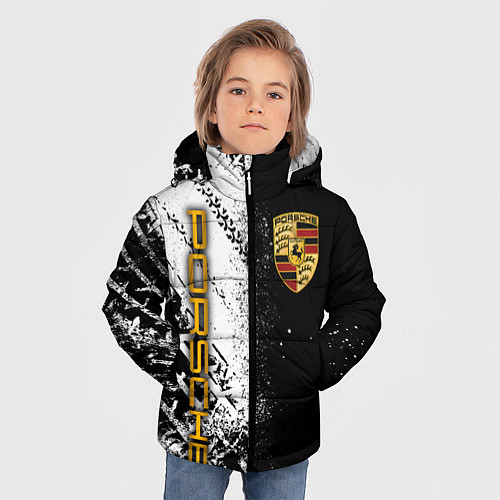 Зимняя куртка для мальчика PORCHE - ЧЕРНО БЕЛЫЙ / 3D-Светло-серый – фото 3
