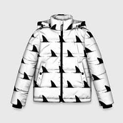 Куртка зимняя для мальчика Плавники акул - паттерн, цвет: 3D-светло-серый