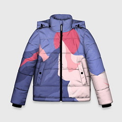 Куртка зимняя для мальчика Пейзаж гор и леса в стиле ретро, цвет: 3D-черный