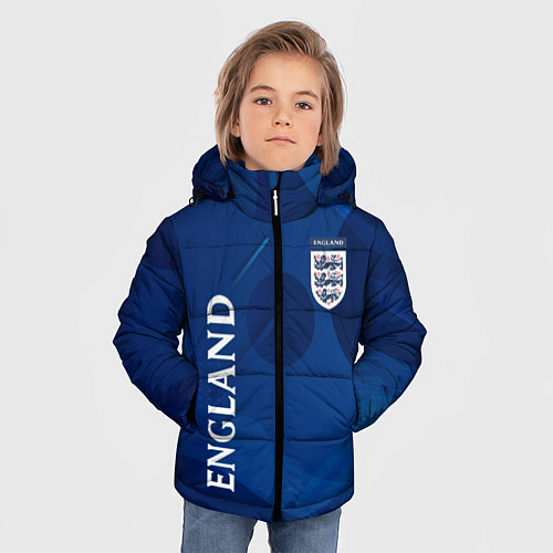 Зимняя куртка для мальчика Сборная Англии Синяя Абстракция / 3D-Светло-серый – фото 3