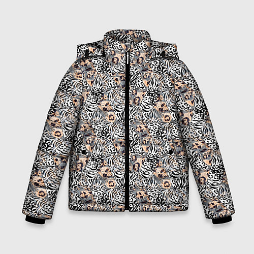 Зимняя куртка для мальчика Тигрово-леопардовый геометрический / 3D-Красный – фото 1