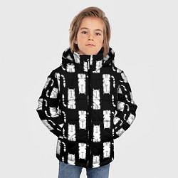 Куртка зимняя для мальчика Полосатые Перевёрнутые Коты, цвет: 3D-светло-серый — фото 2