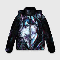 Куртка зимняя для мальчика Волк - глитч, цвет: 3D-черный